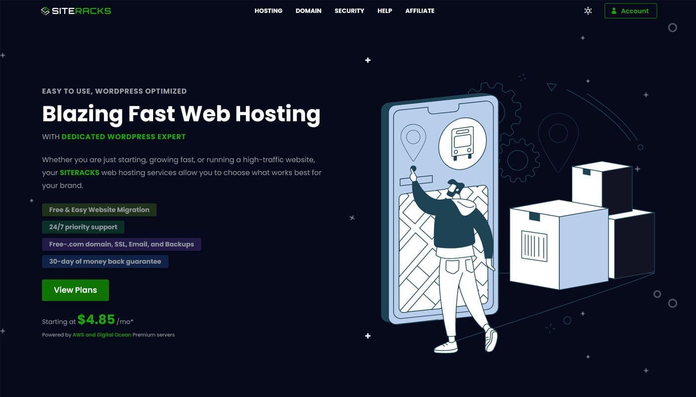 SiteRacks Hosting — the welcome page