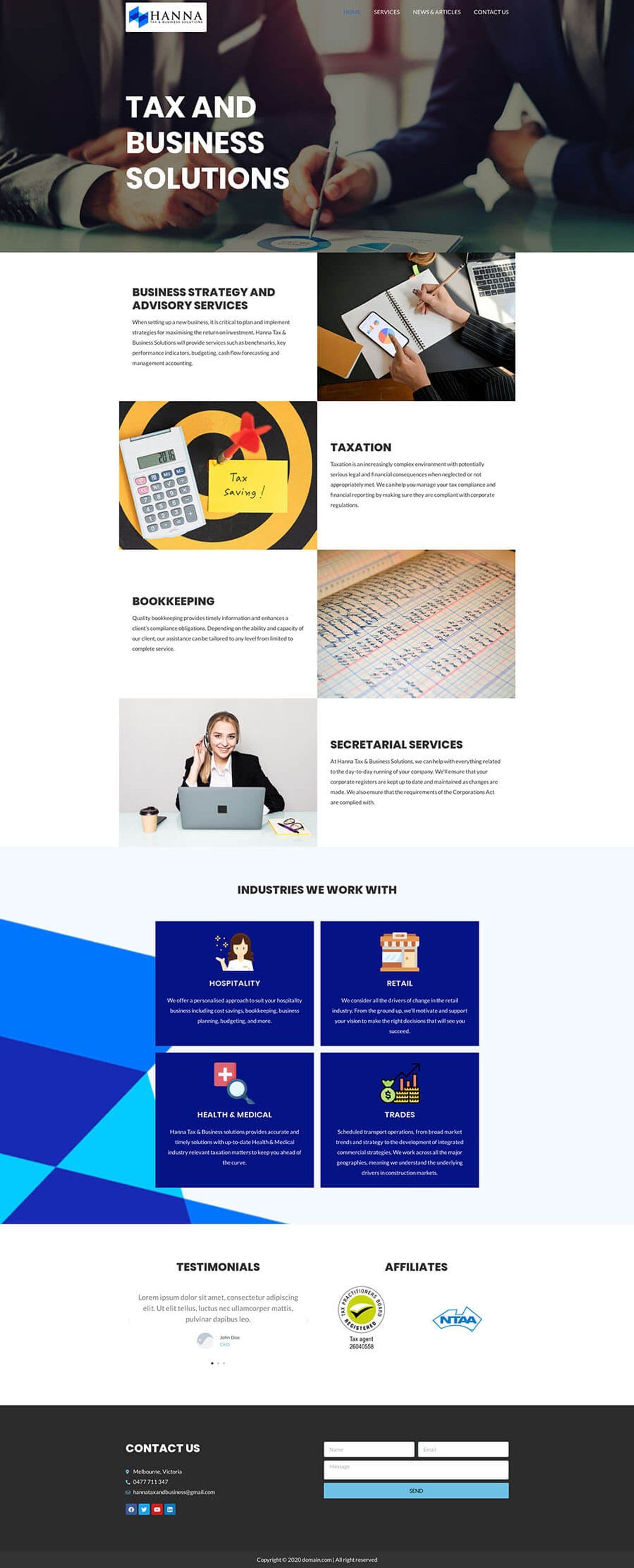 Hanna Tax and Business — full page